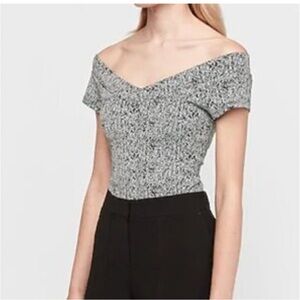 Express Off-Shoulder Black and White Bodysuit